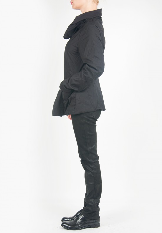 Rundholz Black Label High Shawl Collar Asymmetrical Short Coat in Black