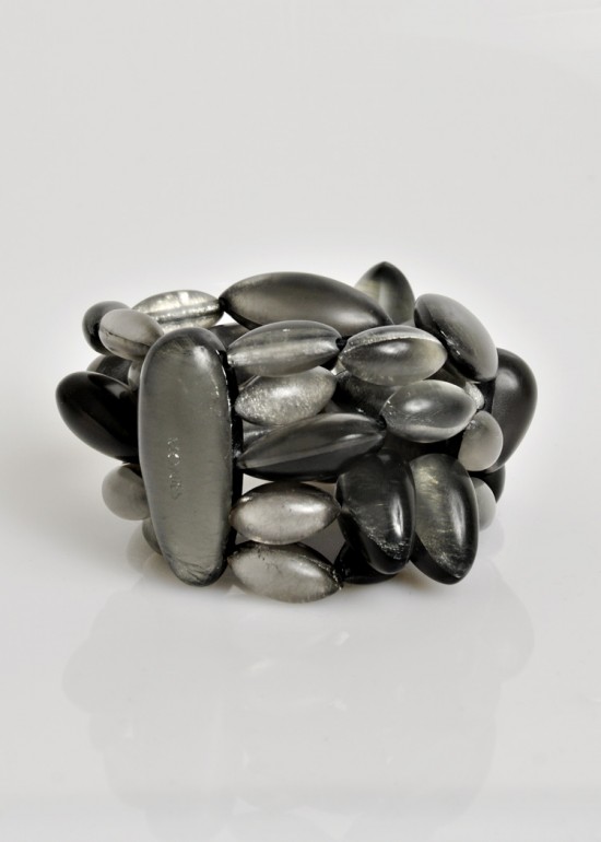 Monies Resin Bead Bracelet in Silver