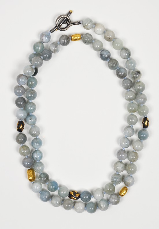 Yossi Harari Libra Aquamarine & 24K Bead Necklace	