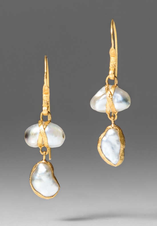 Lou Zeldis 2 Drop Tahitian Pearl Earrings