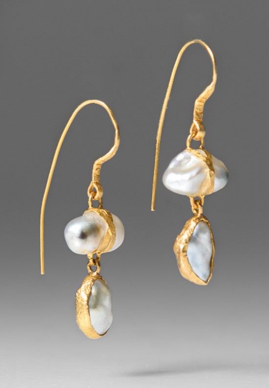 Lou Zeldis 2 Drop Tahitian Pearl Earrings
