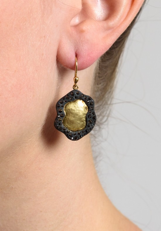TAP by Todd Pownell Irregular 18k Gold Black Diamond Earrings	