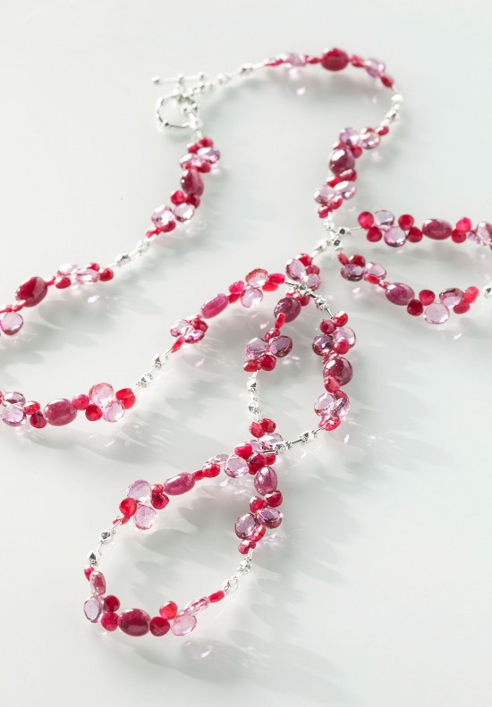 Greig Porter Ruby, Pink Topaz Sterling Single Wrap Necklace	