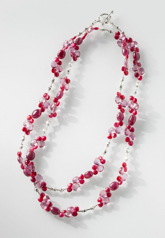 Greig Porter Ruby, Pink Topaz Sterling Single Wrap Necklace	