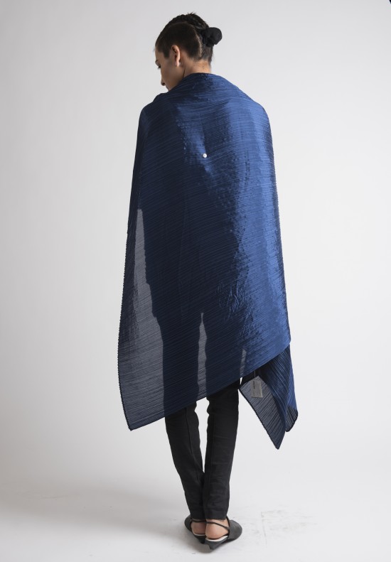 Issey Miyake Pleats Please Pleated Poncho in Deep Blue