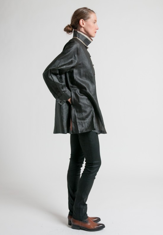 Sophie Hong Double Collar Silk Top in Black	