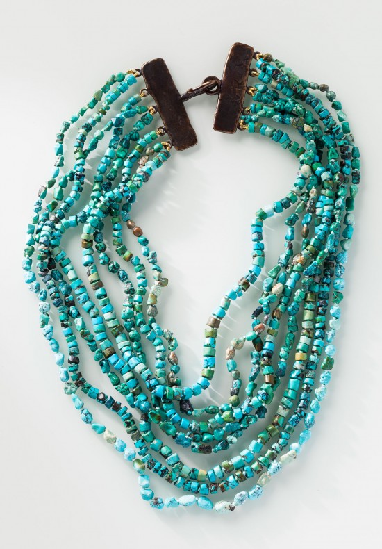  	Heike Grebenstein Eight Strand Turquoise Bead Necklace