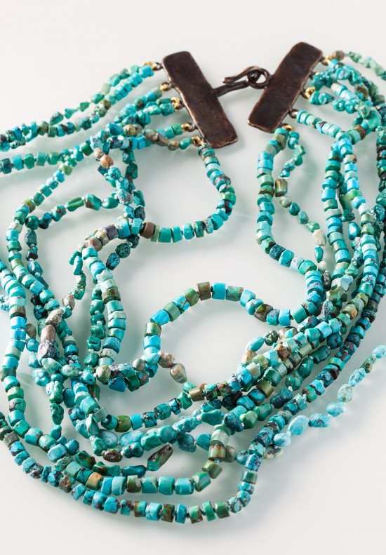  	Heike Grebenstein Eight Strand Turquoise Bead Necklace