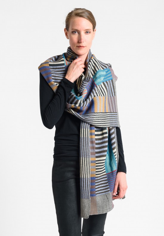 Nuno Color Plate Pattern Wool Shawl in Mix	