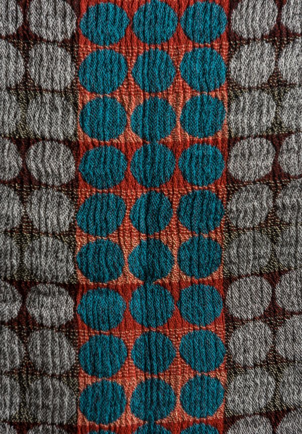 Nuno Circle Brick Pattern Wool Shawl in Red Mix