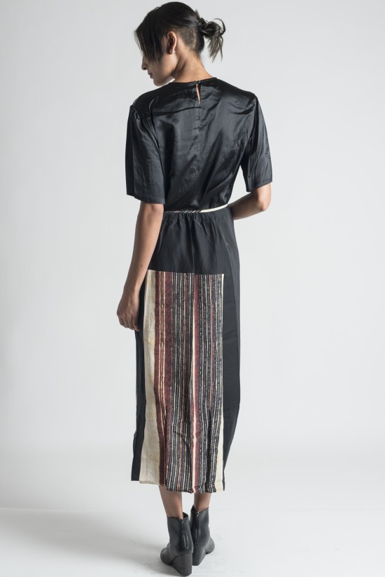 Gary Graham Block Print Silk Skirt in Black	