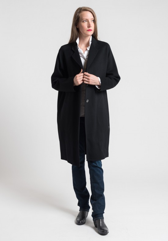 Pauw Long Cashmere Coat in Black	
