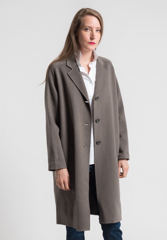Pauw Long Cashmere Coat in Light Brown	