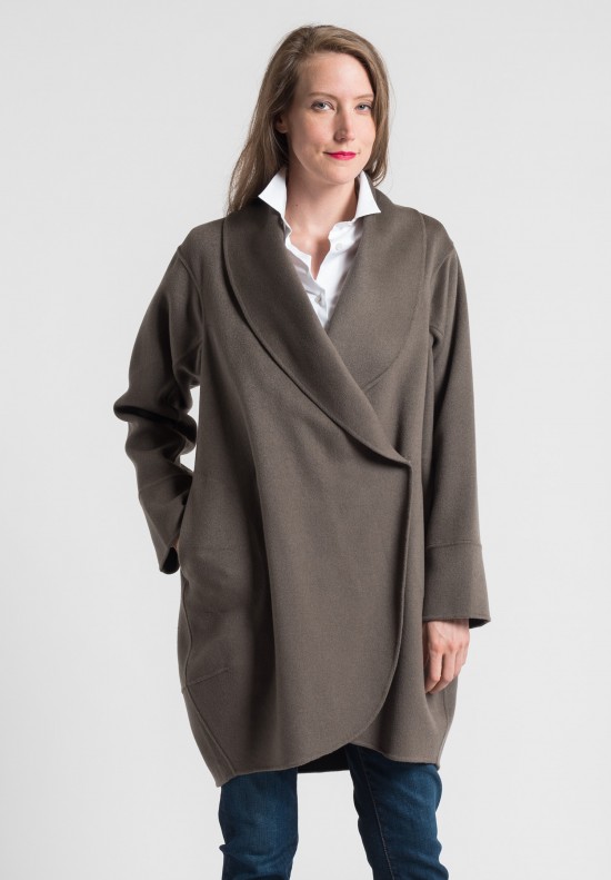 Pauw Cashmere Shawl Coat in Light Brown	