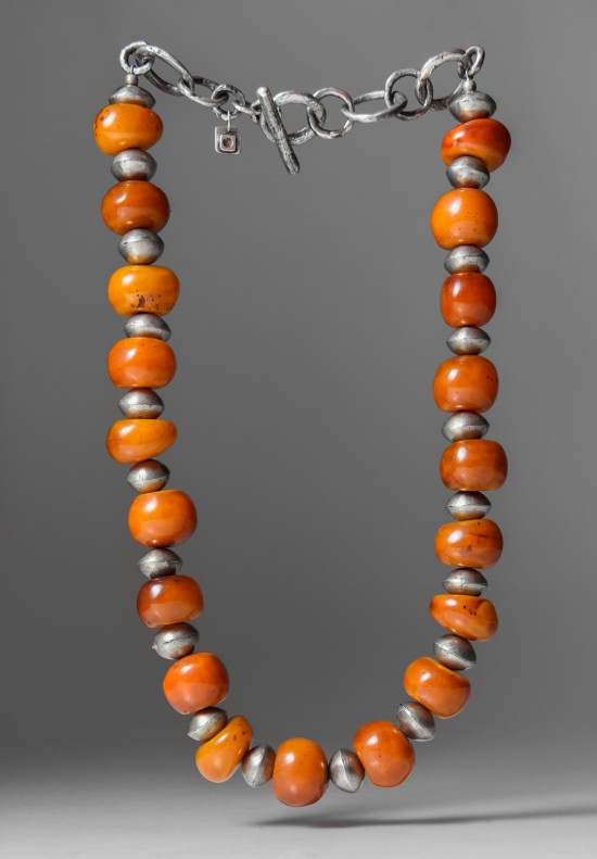 Holly Masterson Old Coin & Tibetan Amber Necklace	