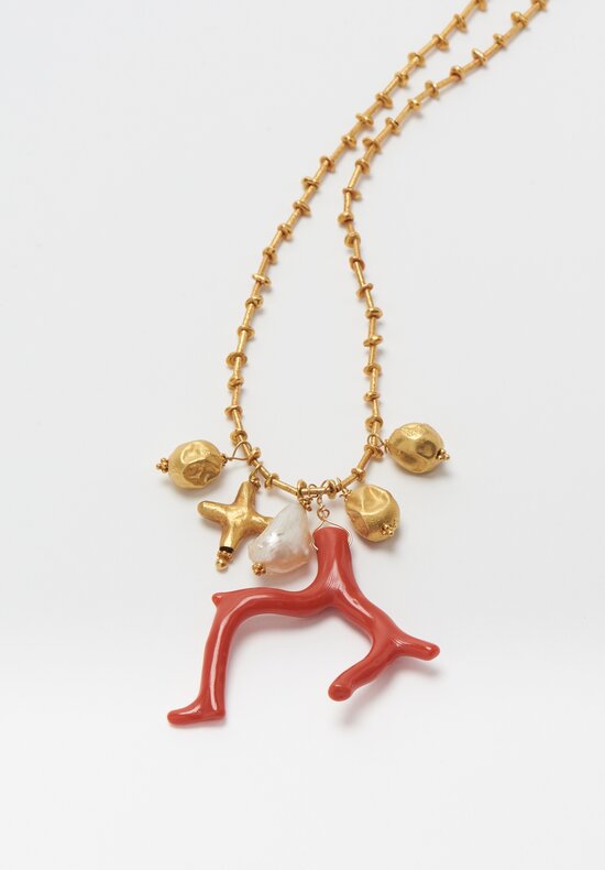 Greig Porter 18K, Coral and Pearl Necklace