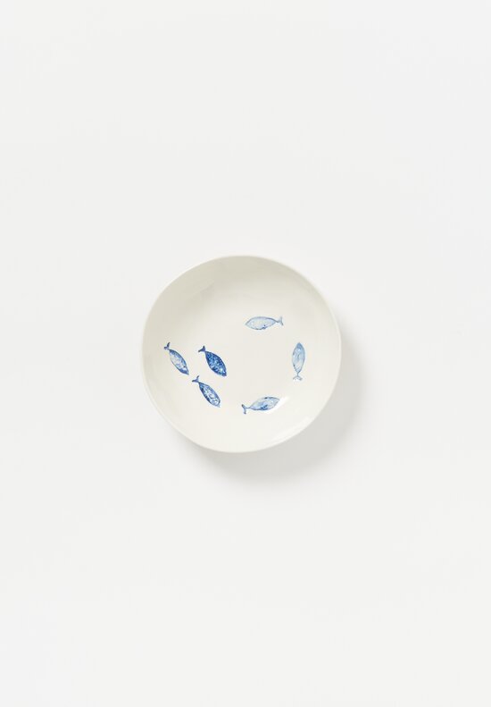 Bertozzi Small Hand Stamped Anchovies Bowl in Bianca	