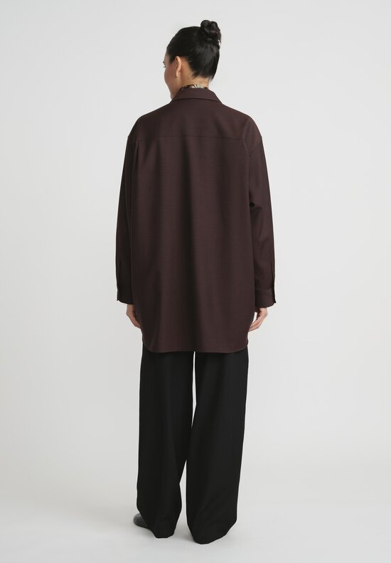 The Row Wool and Mohair Button Up Shirt in Dark Chocolate Brown	