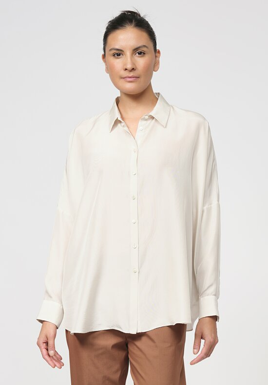 Antonelli Silk Cocco Shirt in Ivory White	