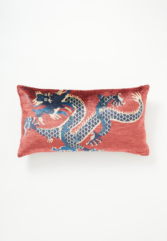 Tibet Home Bamboo Silk Hand Knotted Lumbar Pillow Dragon Red L	