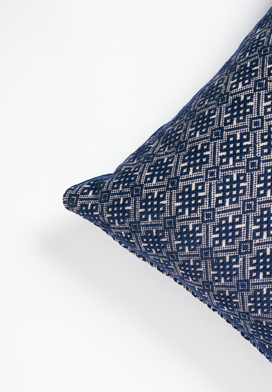 Vintage Zhuang Wedding Blanket Pillow in Indigo Blue II	