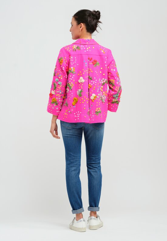 Péro Forget-Me-Not Wool & Silk Double Breasted Jacket in Pink	