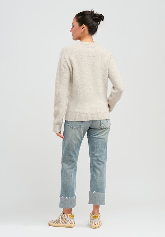 Frenckenberger Cashmere Mini Round Neck Sweater in Natural	