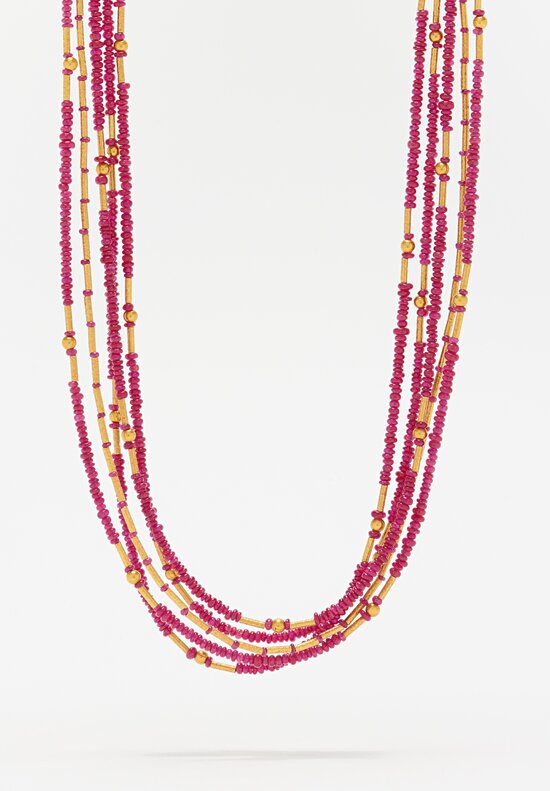 Greig Porter 18K, Ruby 5 Strand Necklace	