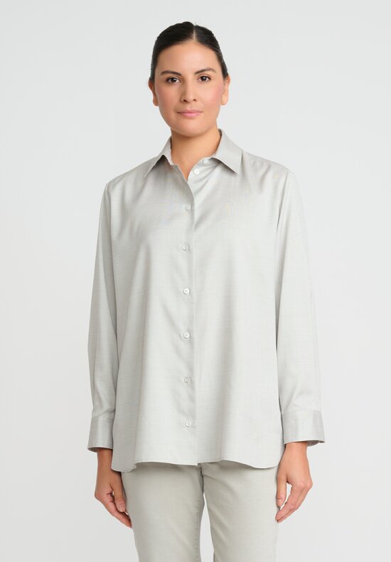 The Row Sisilia Silk Shirt in Rattan Grey