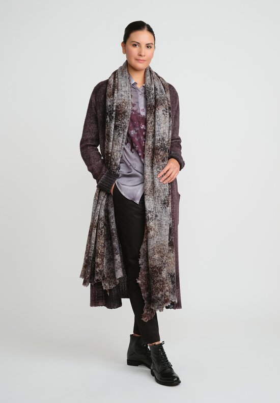 Avant Toi Cashmere and Wool Long Cardigan in Nero Seppia Brown