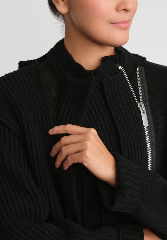 Sacai Wool Knit Blouson Jacket in Black 