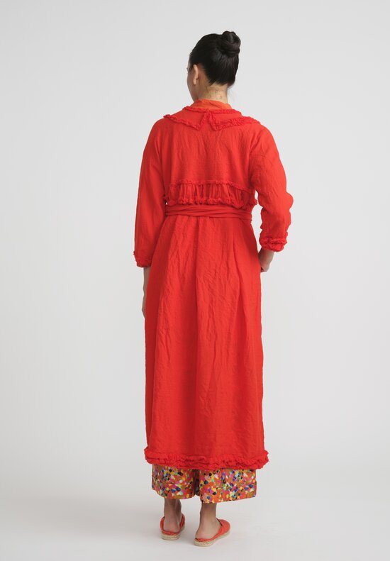 Daniela Gregis Washed Wool Cappotto Mandolino Coat in Rosso Red