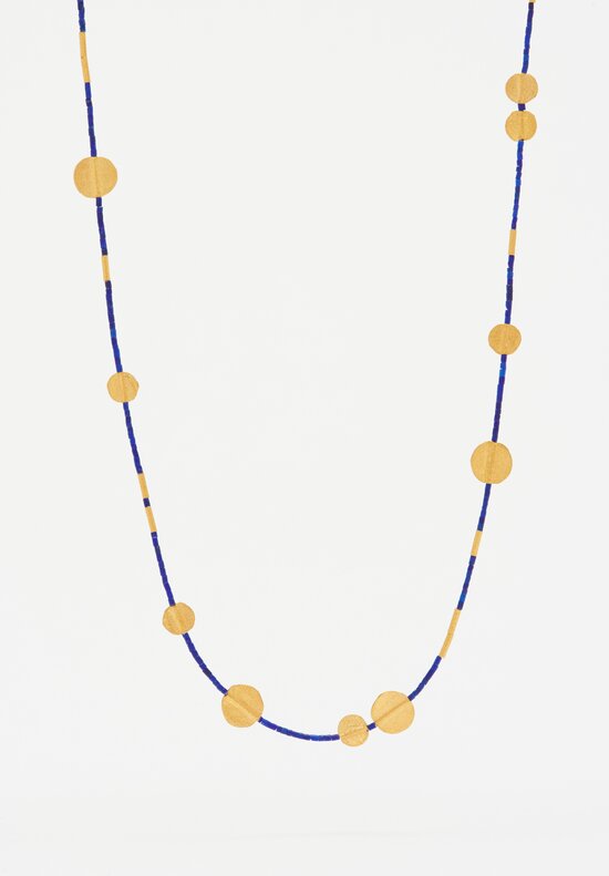 Ara Collection 24K Gold Disk & Lapis Necklace 