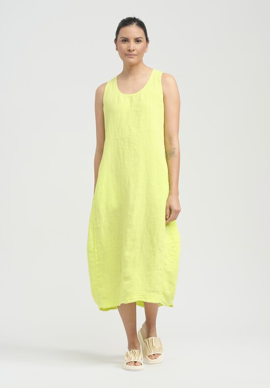 Rundholz Black Label Linen Sleeveless Float Dress in Sun Green	