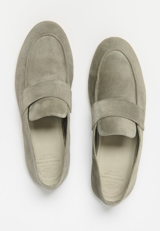 Officine Creative Coco Suede Blair Loafers in Smoked Green Grey	