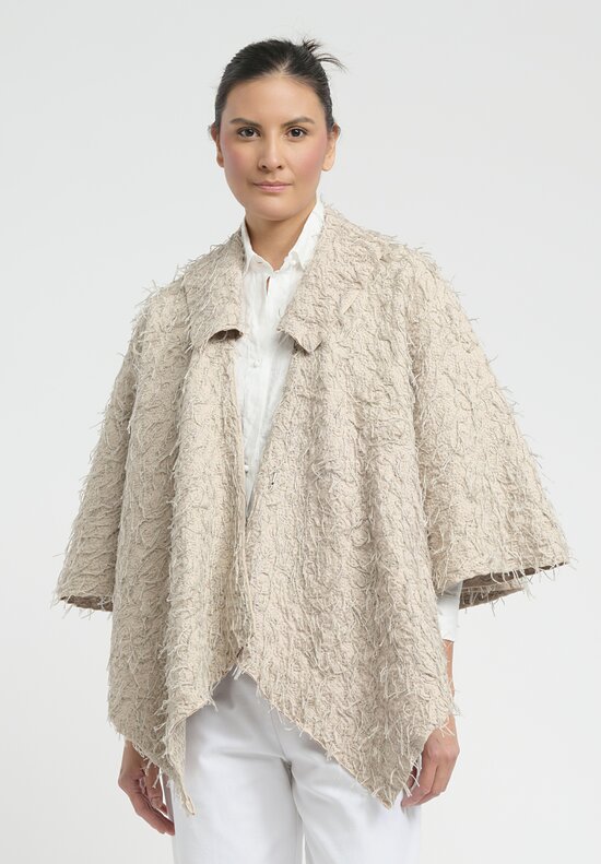 Alabama Chanin Embroidered Rosette Walking Cape in Wax Natural