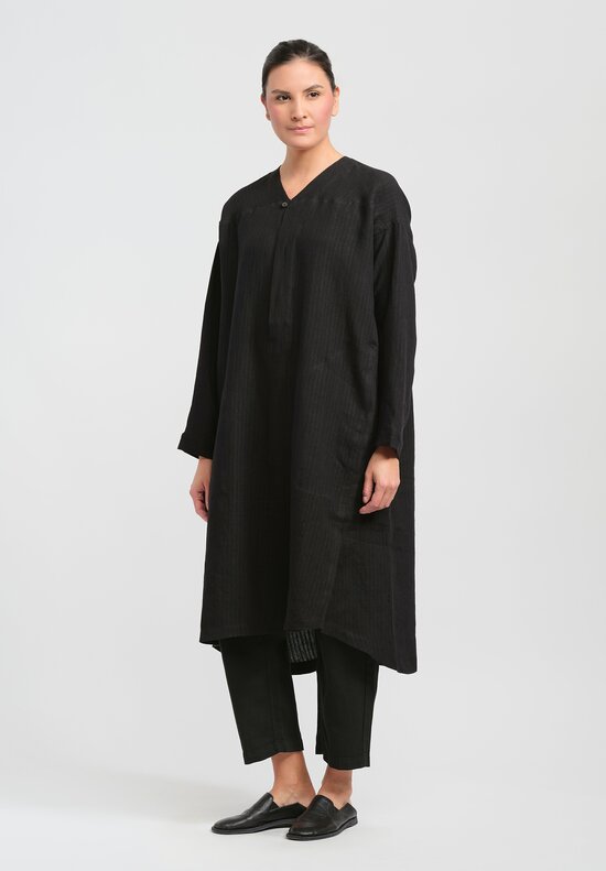 Jan-Jan Van Essche Linen Shirting Tunic in Black	