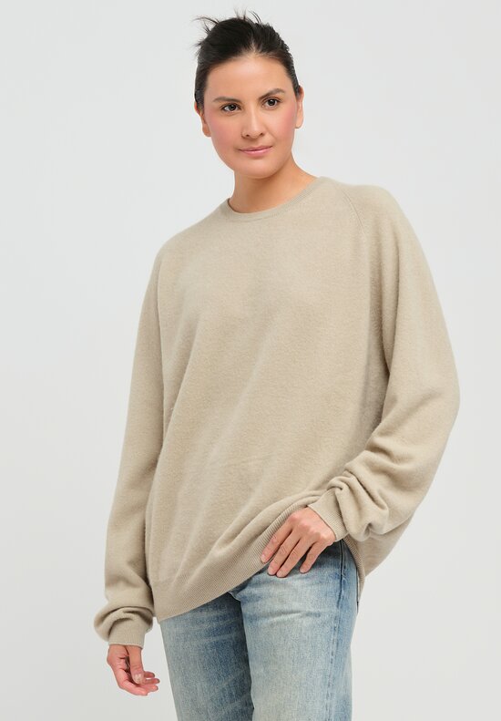 Frenckenberger Cashmere Boyfriend Sweater in Dark Chalk Natural	