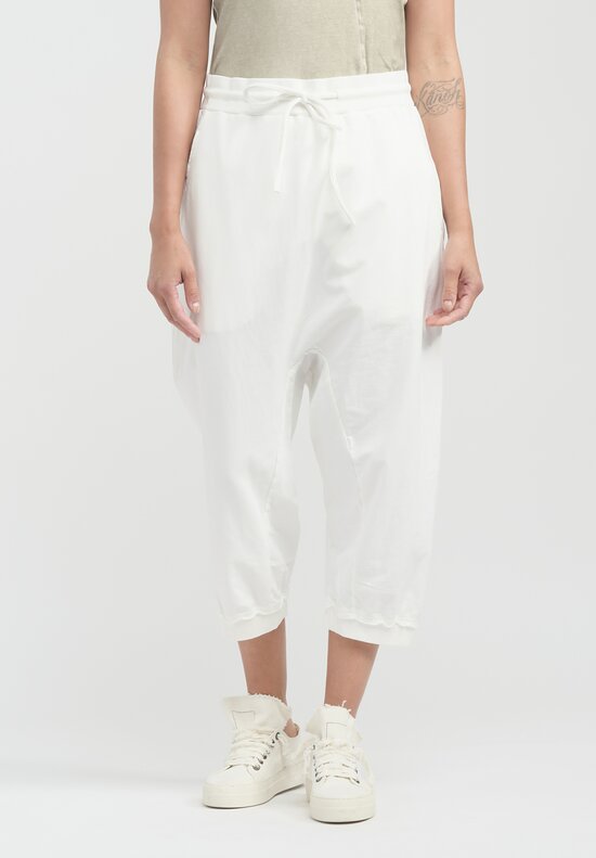 Rundholz Cotton Drop Crotch Joggers in Callas White	