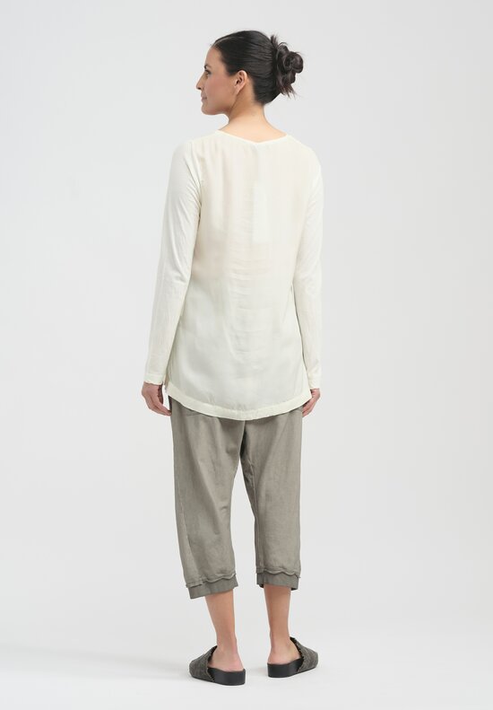 Rundholz Sheer Back Cotton Long Sleeve Top in Lilly Cloud White	