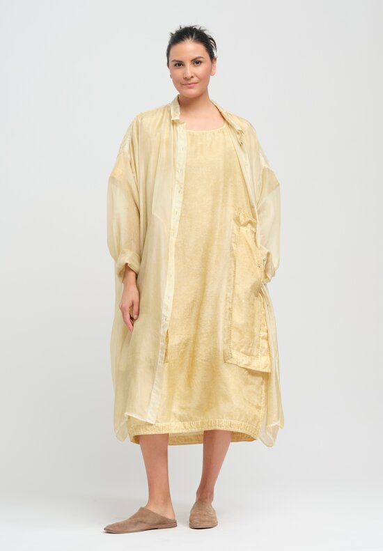 Rundholz Dip Cotton & Silk Patch Pocket Dress in Wax Cloud Natural
