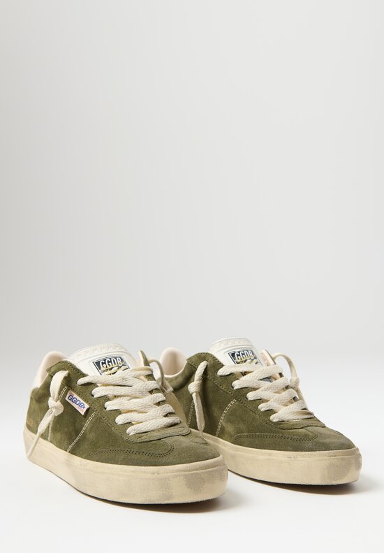 Golden Goose Suede Soul Star Sneakers in Olive & Milk White