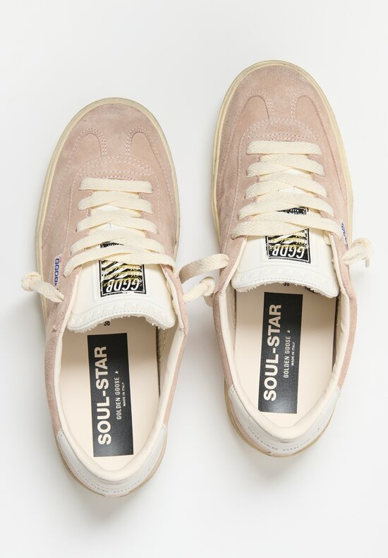 Golden Goose Suede Soul Star Sneakers in Powder Pink & Milk White