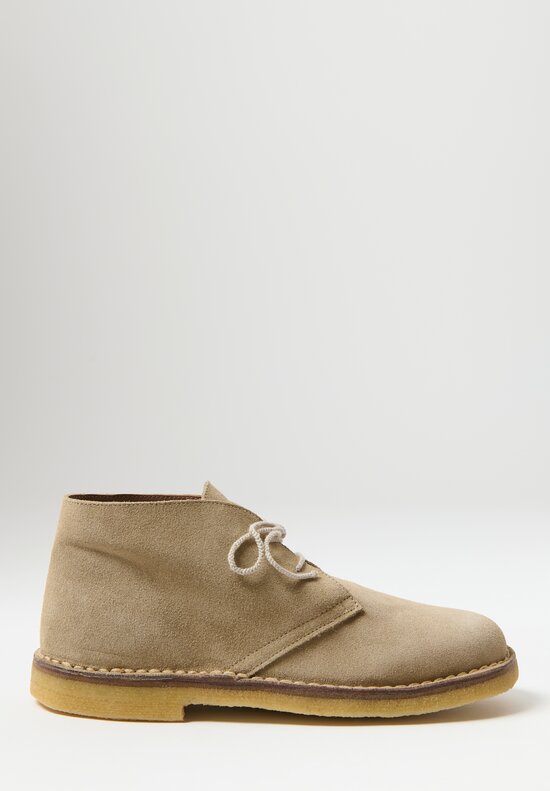 Daniela Gregis Suede Polacchino Short Ankle Boot in Fango Natural	