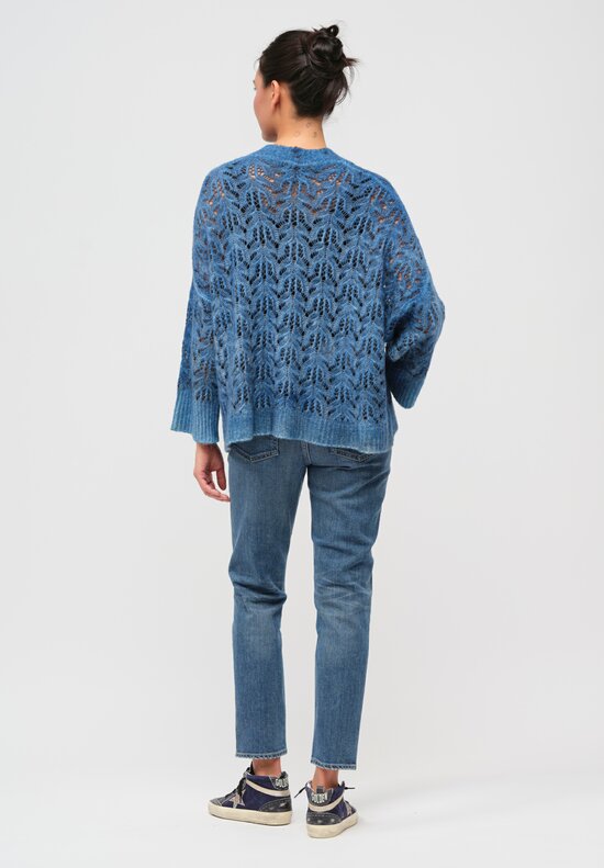 Avant Toi Cashmere & Silk Lace Knit Sweater in Nero Nigella Blue	