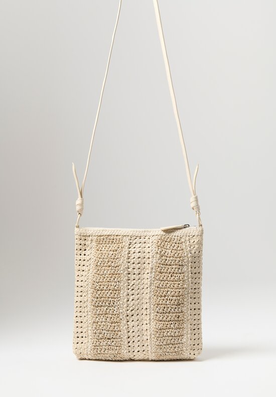 Massimo Palomba Leather Woven Elsa Shoulder Bag in Panna White	