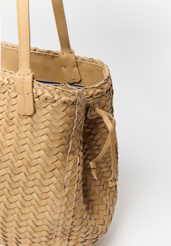 Massimo Palomba Leather Handwoven Valerie Handbag in Khaki Brown	