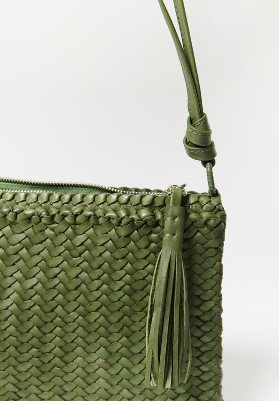 Massimo Palomba Leather Handwoven Frida Shoulder Bag in Emerald Green	