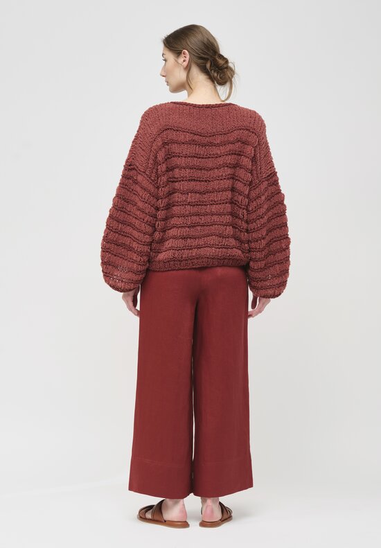 Iris Von Arnim Hand-Knit Tory Sweater in Port Wine Red