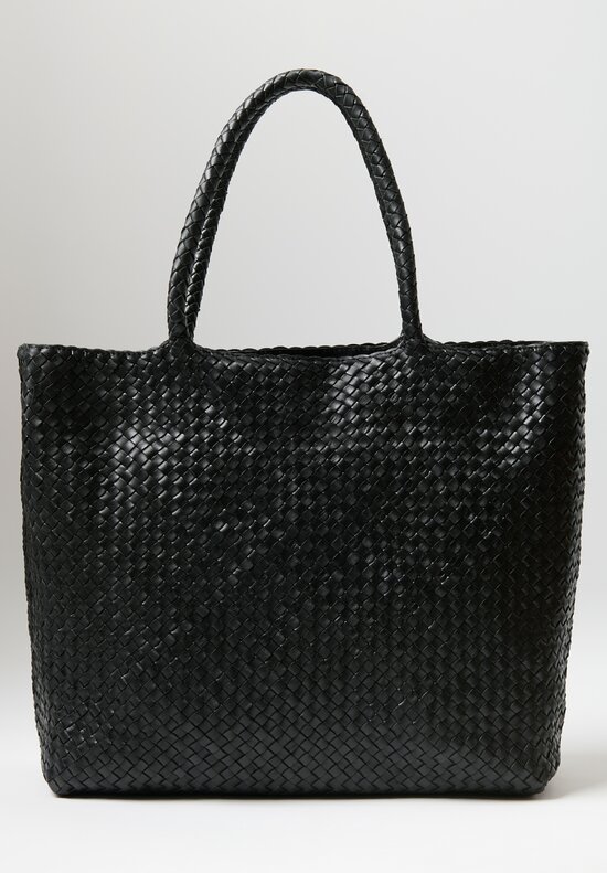 Officine Creative Large Woven Leather Class Tote Bag in Nero	